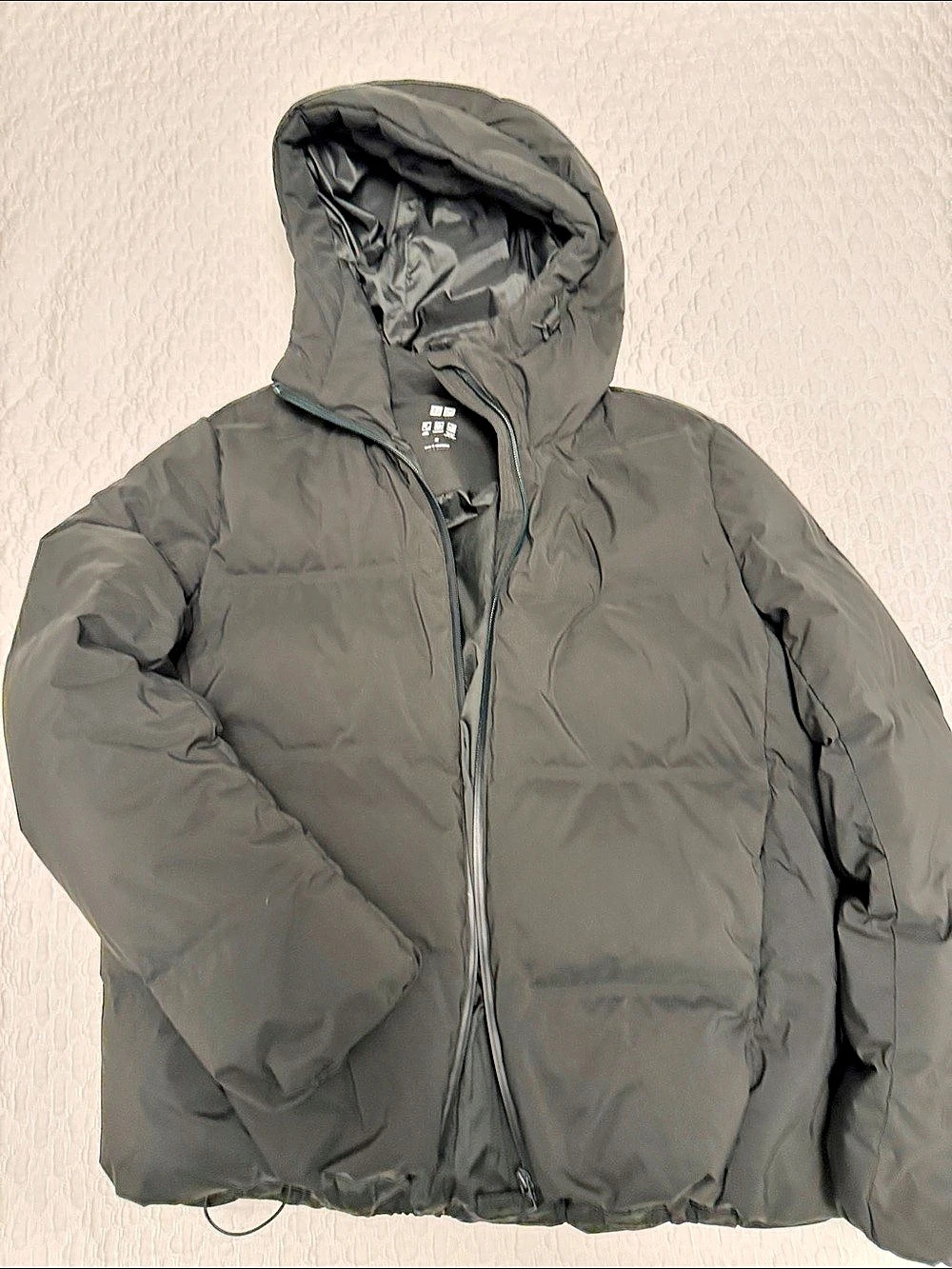 Uniqlo Seamless Down Parka Hooded Puffer Jacket Dark Olive Gray Medium